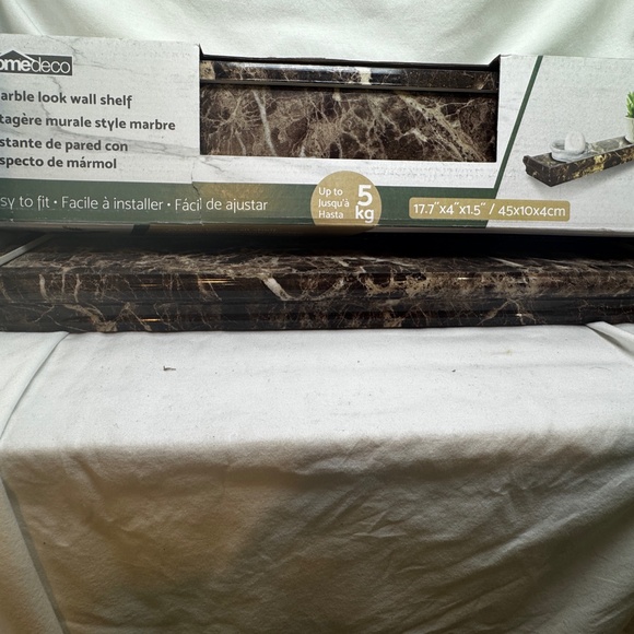 Homedeco Decorative Wall Shelf Marble Look Brown 17" x 4" x 1.5" set of 2 - Picture 6 of 6